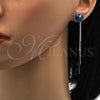 Rhodium Plated Long Earring, Heart Design, with Bermuda Blue and Crystal Swarovski Crystals, Polished, Rhodium Finish, 02.239.0023.1