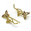 Oro Laminado Earcuff Earring, Gold Filled Style Butterfly Design, with Multicolor Micro Pave, Polished, Golden Finish, 02.210.0699.1