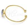 Oro Laminado Individual Bangle, Gold Filled Style with Crystal Blue Shade Swarovski Crystals, Polished, Golden Finish, 07.239.0006.6 (02 MM Thickness, One size fits all)