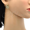 Oro Laminado Leverback Earring, Gold Filled Style with White Crystal, Polished, Golden Finish, 02.59.0128