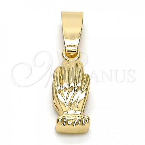 Oro Laminado Religious Pendant, Gold Filled Style Hand Design, Diamond Cutting Finish, Golden Finish, 5.182.036