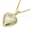 Oro Laminado Locket Pendant, Gold Filled Style Heart Design, Polished, Golden Finish, 05.117.0004