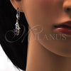 Rhodium Plated Dangle Earring, Cherry Design, with Amethyst and White Cubic Zirconia, Polished, Rhodium Finish, 02.205.0049.8