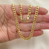 Oro Laminado Basic Necklace, Gold Filled Style Miami Cuban Design, Polished, Golden Finish, 04.63.1400.24