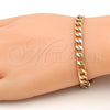 Oro Laminado Basic Bracelet, Gold Filled Style Curb Design, Polished, Golden Finish, 5.222.003.08