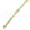 Oro Laminado Fancy Anklet, Gold Filled Style Lock and key Design, Polished, Golden Finish, 03.326.0021.10