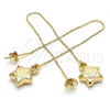 Oro Laminado Threader Earring, Gold Filled Style Star and Smile Design, Polished, Golden Finish, 02.65.2502