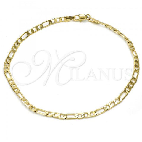 Oro Laminado Basic Anklet, Gold Filled Style Figaro Design, Polished, Golden Finish, 5.222.016.10