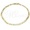 Oro Laminado Basic Anklet, Gold Filled Style Figaro Design, Polished, Golden Finish, 5.222.016.10