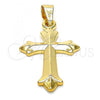 Oro Laminado Religious Pendant, Gold Filled Style Cross Design, Polished, Golden Finish, 05.163.0090