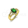 Oro Laminado Multi Stone Ring, Gold Filled Style Cluster Design, with Green Cubic Zirconia and White Micro Pave, Polished, Golden Finish, 01.284.0106.1