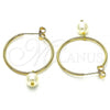 Oro Laminado Medium Hoop, Gold Filled Style with Ivory Pearl, Polished, Golden Finish, 02.63.2744.1.30