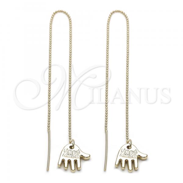 Oro Laminado Threader Earring, Gold Filled Style Hand Design, Golden Finish, 5.116.005