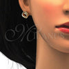 Oro Laminado Stud Earring, Gold Filled Style Love Knot and Twist Design, Diamond Cutting Finish, Golden Finish, 02.63.2377