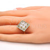 Oro Laminado Multi Stone Ring, Gold Filled Style with White Cubic Zirconia, Polished, Golden Finish, 01.210.0056.08 (Size 8)