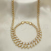 Oro Laminado Necklace and Bracelet, Gold Filled Style with White Cubic Zirconia, Polished, Golden Finish, 06.284.0014.4