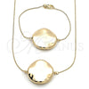 Oro Laminado Necklace and Bracelet, Gold Filled Style Box Design, Polished, Golden Finish, 06.63.0282