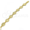 Oro Laminado Charm Bracelet, Gold Filled Style San Benito and Crucifix Design, Polished, Golden Finish, 03.351.0032.08