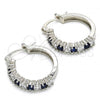 Rhodium Plated Small Hoop, with Sapphire Blue and White Cubic Zirconia, Polished, Rhodium Finish, 02.210.0281.7.20