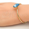 Oro Laminado Individual Bangle, Gold Filled Style with Light Turquoise Swarovski Crystals, Polished, Golden Finish, 07.239.0006.10 (02 MM Thickness, One size fits all)