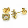 Oro Laminado Stud Earring, Gold Filled Style with White Cubic Zirconia, Polished, Golden Finish, 02.344.0031