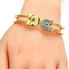 Gold Tone Individual Bangle, with White Crystal, Polished, Golden Finish, 07.252.0013.04.GT (10 MM Thickness, One size fits all)