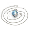 Rhodium Plated Pendant Necklace, Leaf Design, with Aquamarine Swarovski Crystals and White Micro Pave, Polished, Rhodium Finish, 04.239.0013.16