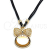 Oro Laminado Pendant Necklace, Gold Filled Style with Coffee Cubic Zirconia, Polished, Golden Finish, 04.182.0075.1.32