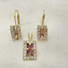Oro Laminado Earring and Pendant Adult Set, Gold Filled Style with  Cubic Zirconia, Golden Finish, 5.057.015