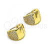Oro Laminado Huggie Hoop, Gold Filled Style with White Micro Pave, Polished, Golden Finish, 02.195.0165.12