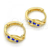 Oro Laminado Huggie Hoop, Gold Filled Style with Sapphire Blue and White Crystal, Polished, Golden Finish, 02.165.0146.3