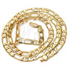 Gold Tone Basic Necklace, Figaro Design, Polished, Golden Finish, 04.242.0019.28GT
