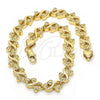 Oro Laminado Fancy Anklet, Gold Filled Style Heart Design, Polished, Golden Finish, 03.210.0061.10