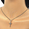 Oro Laminado Pendant Necklace, Gold Filled Style Cross Design, with White Cubic Zirconia, Polished, Golden Finish, 04.284.0008.20