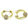Oro Laminado Huggie Hoop, Gold Filled Style with White Micro Pave, Polished, Golden Finish, 02.195.0153.20