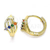Oro Laminado Huggie Hoop, Gold Filled Style with Multicolor Cubic Zirconia, Polished, Golden Finish, 02.210.0597.3.12
