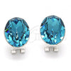 Rhodium Plated Stud Earring, with Indicolite Swarovski Crystals, Polished, Rhodium Finish, 02.239.0015