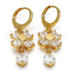 Oro Laminado Long Earring, Gold Filled Style with White Cubic Zirconia, Polished, Golden Finish, 02.217.0006.1