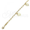 Oro Laminado Charm Anklet , Gold Filled Style Heart Design, Polished, Golden Finish, 03.63.2191.10