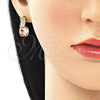 Oro Laminado Stud Earring, Gold Filled Style with Rose Peach and White Crystal, Polished, Golden Finish, 02.379.0007.2