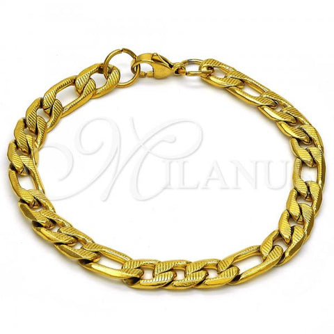 Stainless Steel Basic Bracelet, Figaro Design, Polished, Golden Finish, 03.256.0021.08
