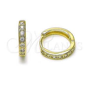 Gold Filled Hoop Earrings — Huggie Hoop with White Cubic Zirconia Polished 02. — main product view — SKU 156573 | Oro Laminado aretes de aro — Huggie Hoop with blanco Cubic Zirconia pulido 02. — SKU 156573