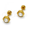 Stainless Steel Stud Earring, with White Crystal, Polished, Golden Finish, 02.271.0002