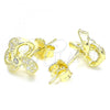 Sterling Silver Stud Earring, Flower Design, with White Cubic Zirconia, Polished, Golden Finish, 02.336.0121.2