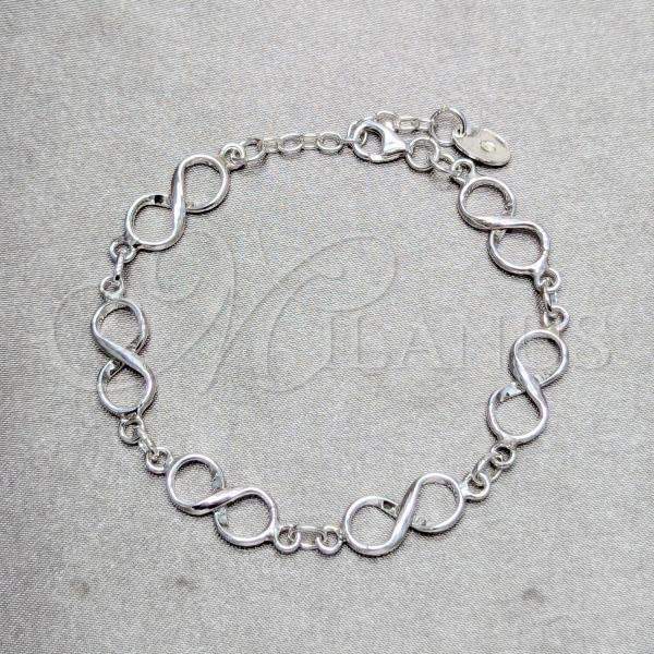 Sterling Silver Basic Bracelet, Infinite Design, Polished, Silver Finish, 03.392.0034.07