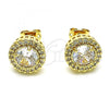 Oro Laminado Stud Earring, Gold Filled Style Cluster Design, with White Cubic Zirconia and White Micro Pave, Polished, Golden Finish, 02.342.0229