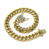 Oro Laminado Basic Bracelet, Gold Filled Style Chunky Design, with White Micro Pave, Polished, Golden Finish, 04.156.0466.08