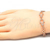 Sterling Silver Fancy Bracelet, Hand of God Design, with White Cubic Zirconia, Polished, Rose Gold Finish, 03.369.0011.1.07