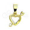 Oro Laminado Fancy Pendant, Gold Filled Style Heart Design, Polished, Golden Finish, 5.181.043