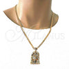 Oro Laminado Religious Pendant, Gold Filled Style Jesus Design, Diamond Cutting Finish, Golden Finish, 05.120.0035